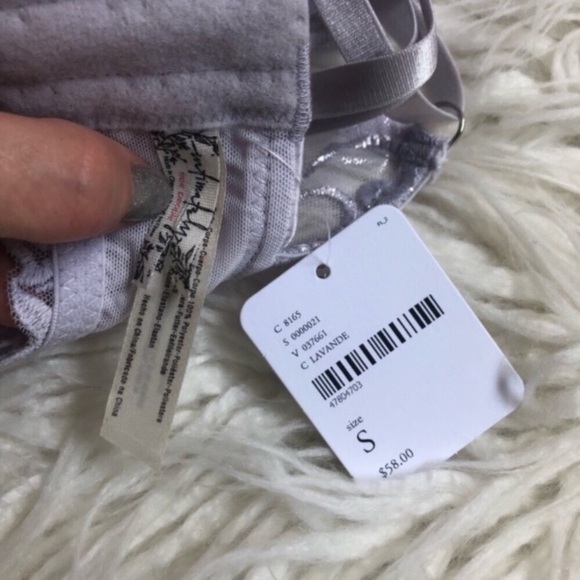 Free People Intimately FP Evelina Lavender Purple Metallic Lace Bralette NWT S - Picture 8 of 9